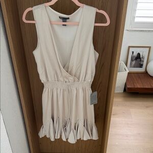 Nordstrom Cream Sleeveless Dress with Ruffle Detail